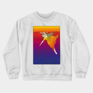 Drowning Girl (orange on blue) Crewneck Sweatshirt